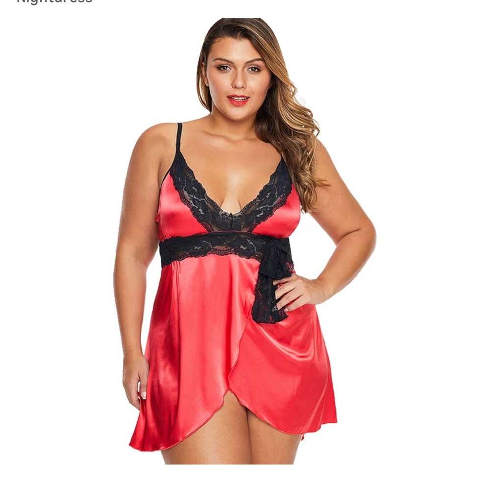 Nightgown Sexy V-Neck Summer Spaghetti Straps Lace babydoll 2X